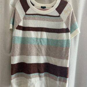 Torrid Women's Striped Sweater - Brown, Cream, and Blue